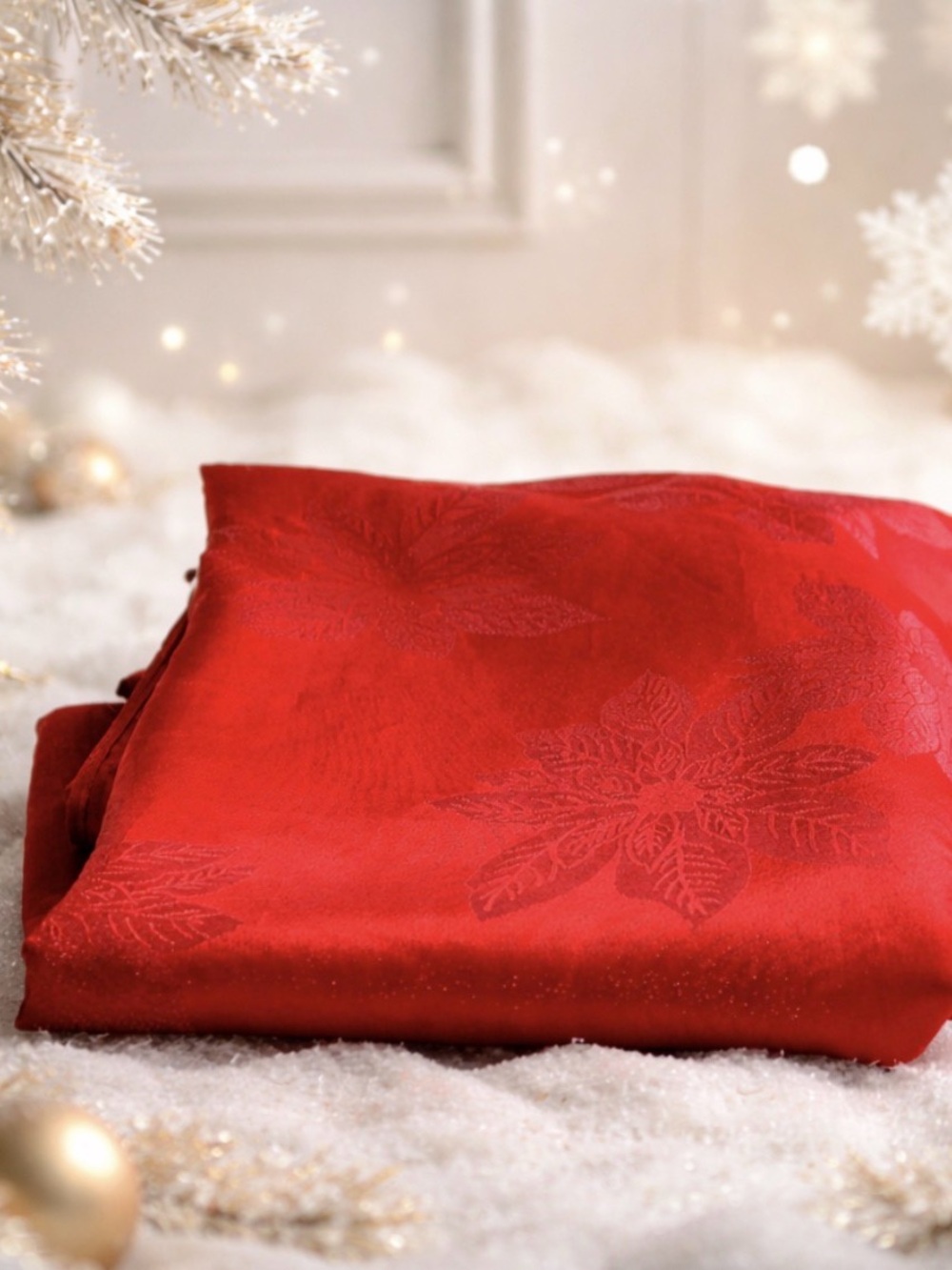 Elegant Red Floral Scarf